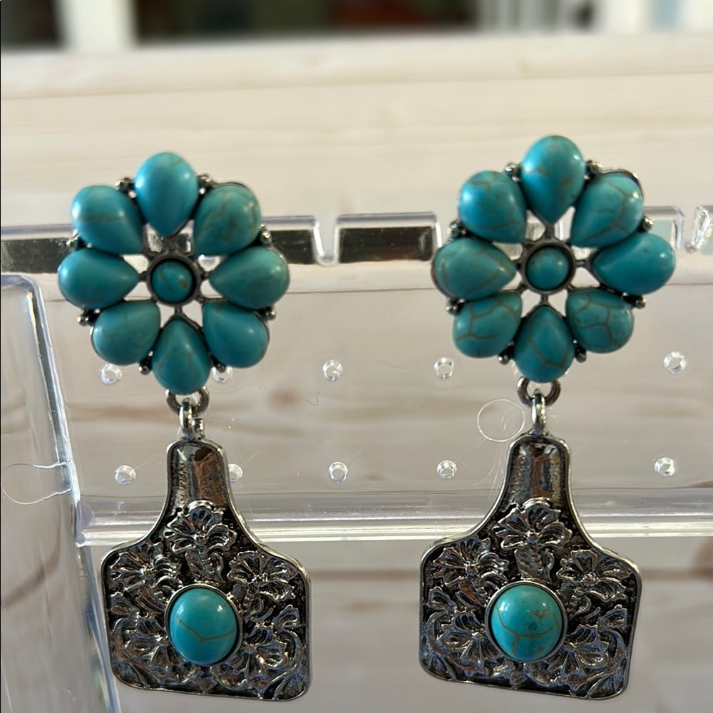 Blue and Silver Southwestern Dangle Earrings